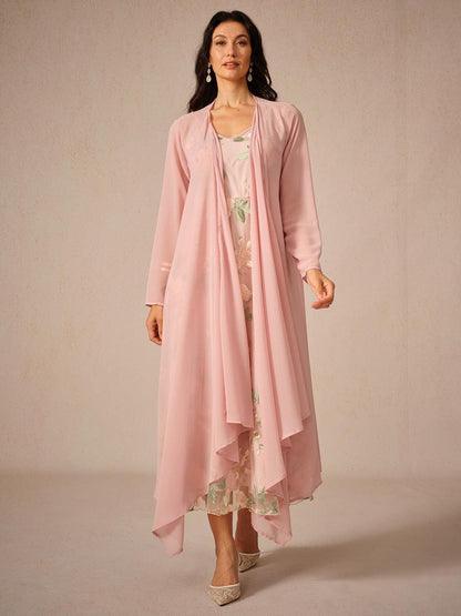 Ensemble robe en mousseline de soie et dentelle brodée