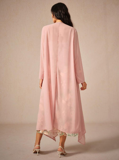 Ensemble robe en mousseline de soie et dentelle brodée
