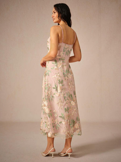 Ensemble robe en mousseline de soie et dentelle brodée