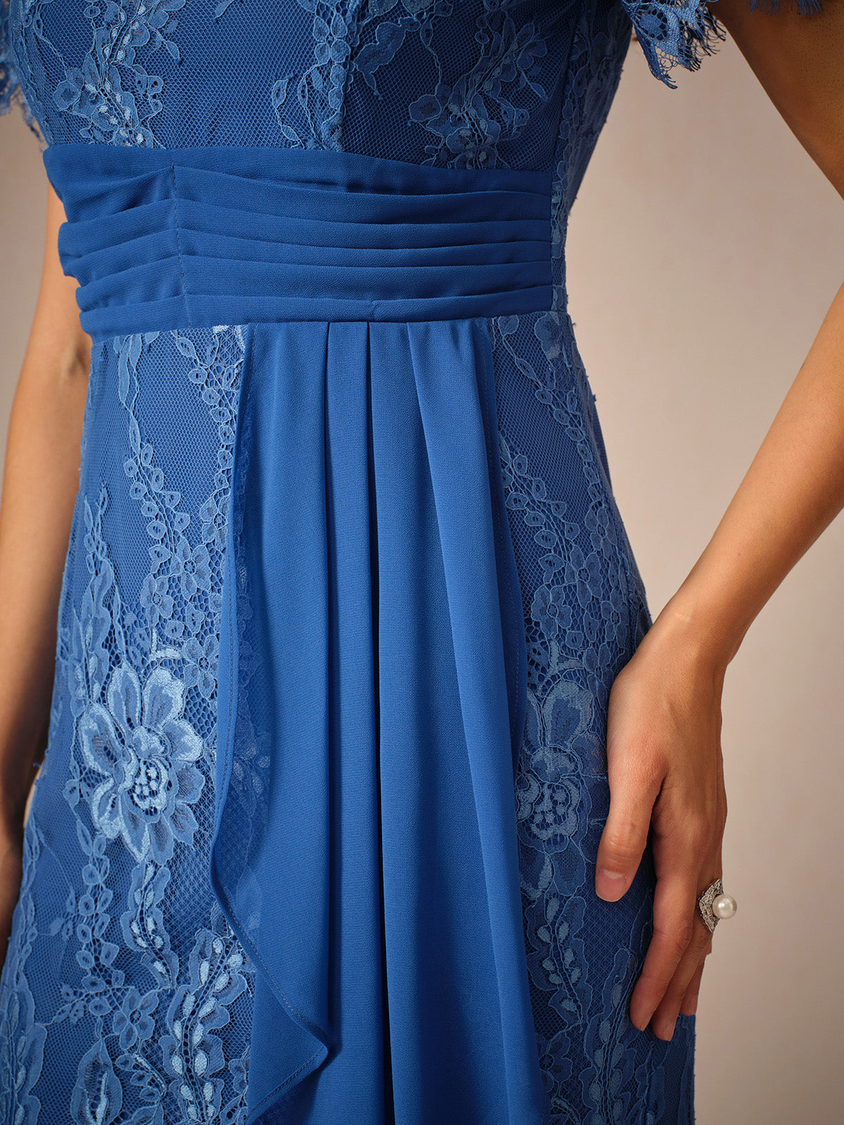 Lace Trim Chiffon Dress