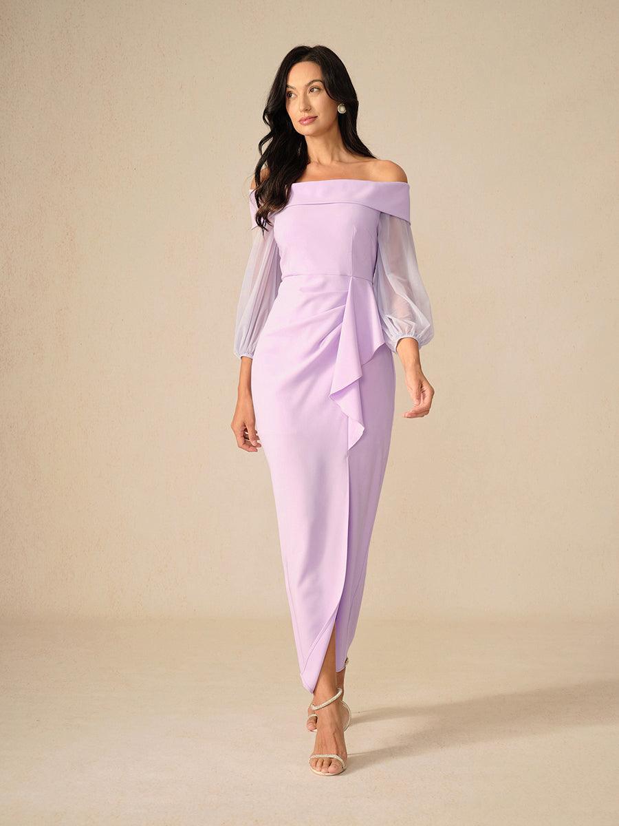 Lavender Off-Shoulder Evening Dress