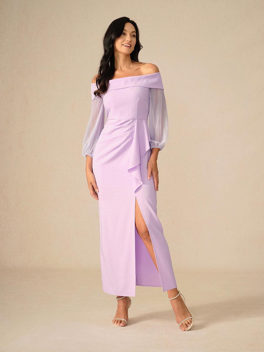 Lavender Off-Shoulder Evening Dress