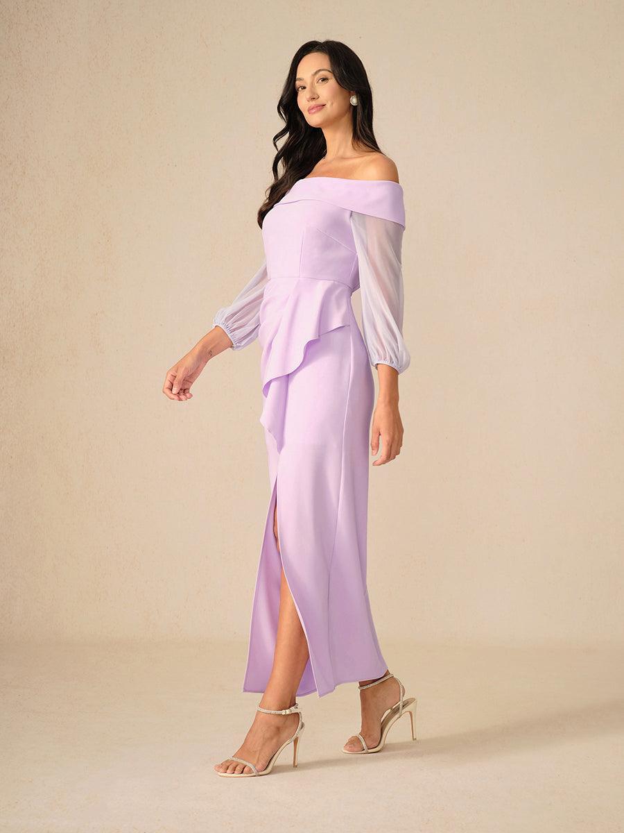 Lavender Off-Shoulder Evening Dress