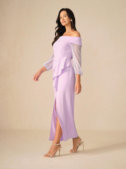 Lavender Off-Shoulder Evening Dress