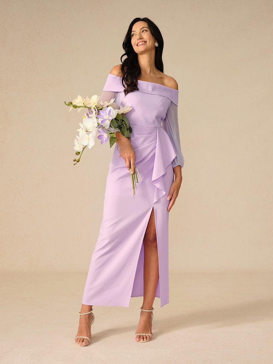 Lavender Off-Shoulder Evening Dress