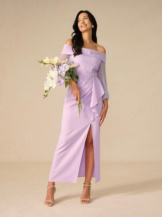 Lavender Off-Shoulder Evening Dress