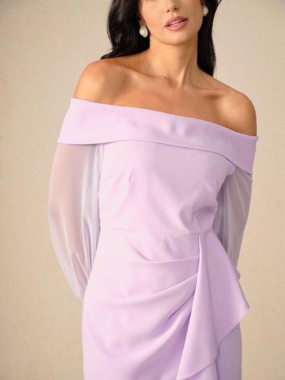 Lavender Off-Shoulder Evening Dress