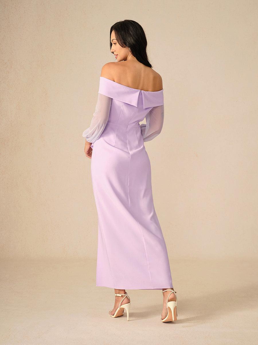 Lavender Off-Shoulder Evening Dress