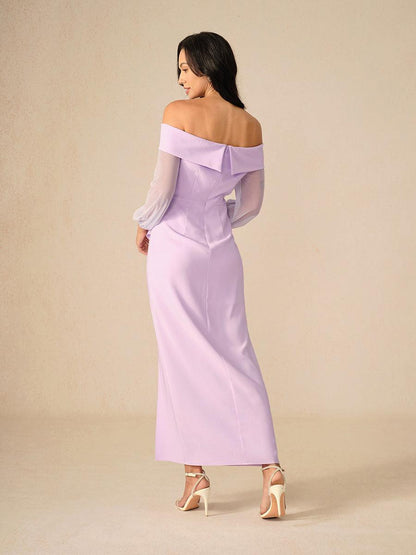 Lavender Off-Shoulder Evening Dress