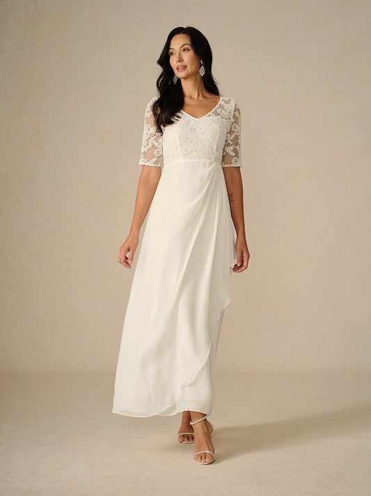 Lace V-Neck Summer Wedding Dress