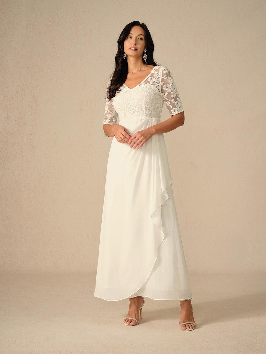 Lace V-Neck Summer Wedding Dress