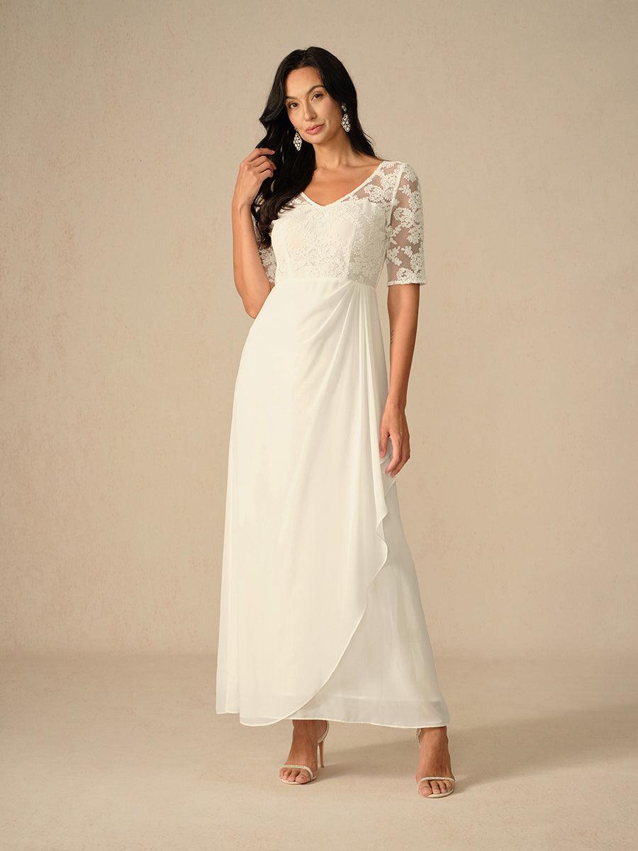 Lace V-Neck Summer Wedding Dress