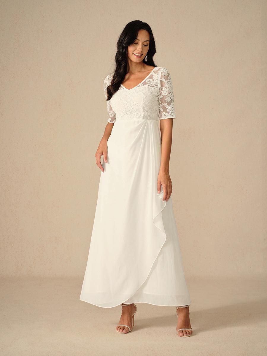 Lace V-Neck Summer Wedding Dress
