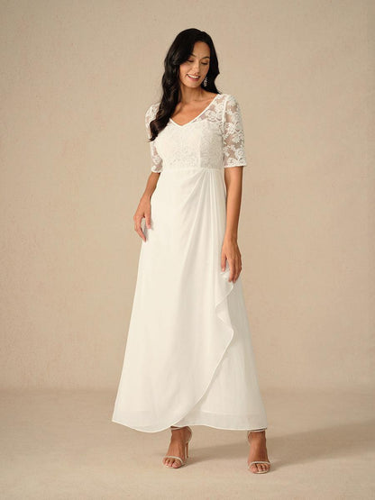 Lace V-Neck Summer Wedding Dress