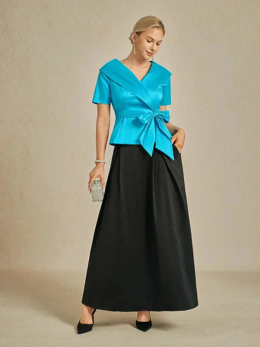 Elbow Sleeve Stretch Taffeta Blouse