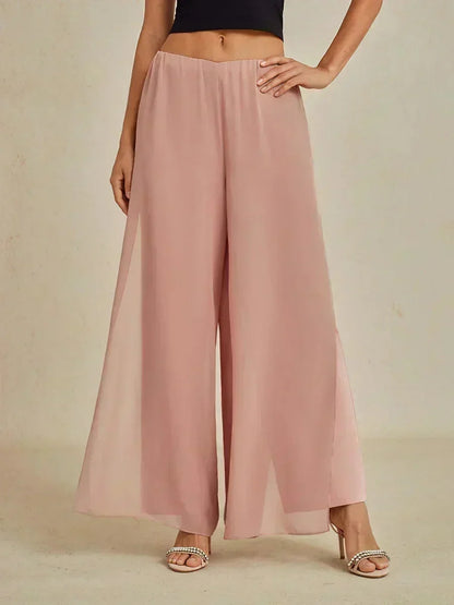 Straight Leg Pant With Chiffon Split Leg Overlay