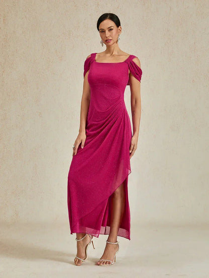 Cold Shoulder Glitter Metallic Knit Dress