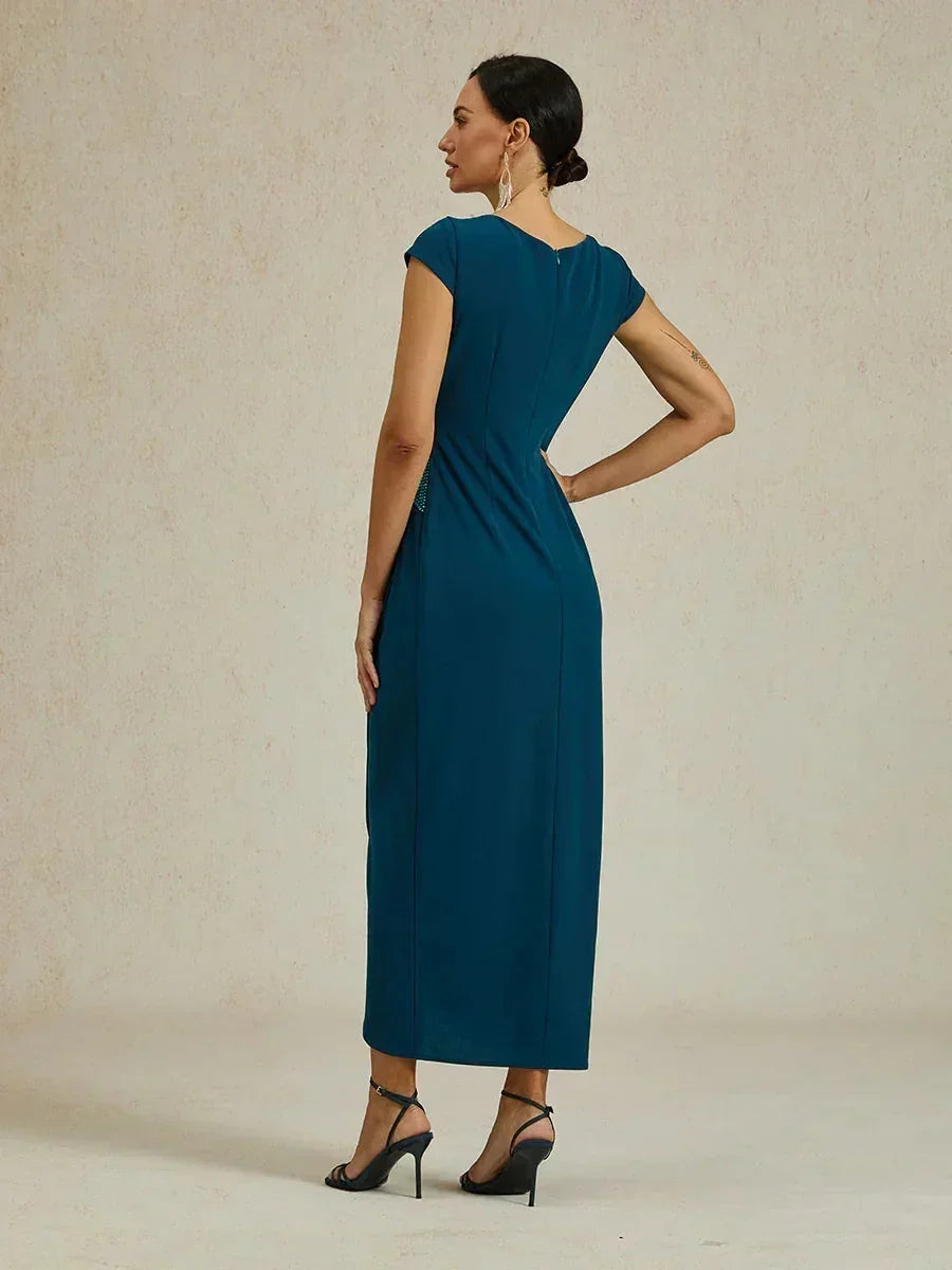 Elegant Wrap Dress with Rhinestone