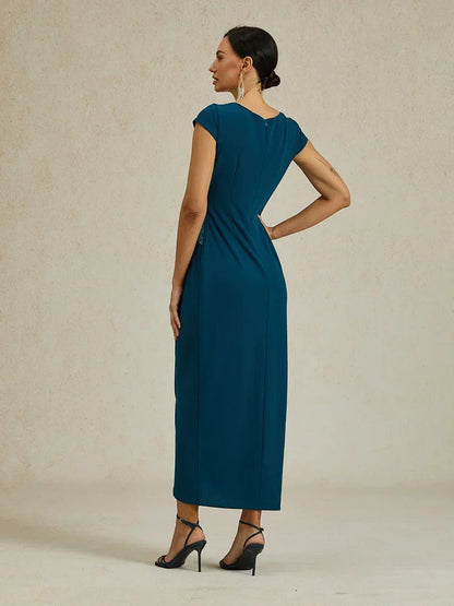 Elegant Wrap Dress with Rhinestone