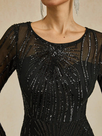 Robe sirène longue à paillettes et perles