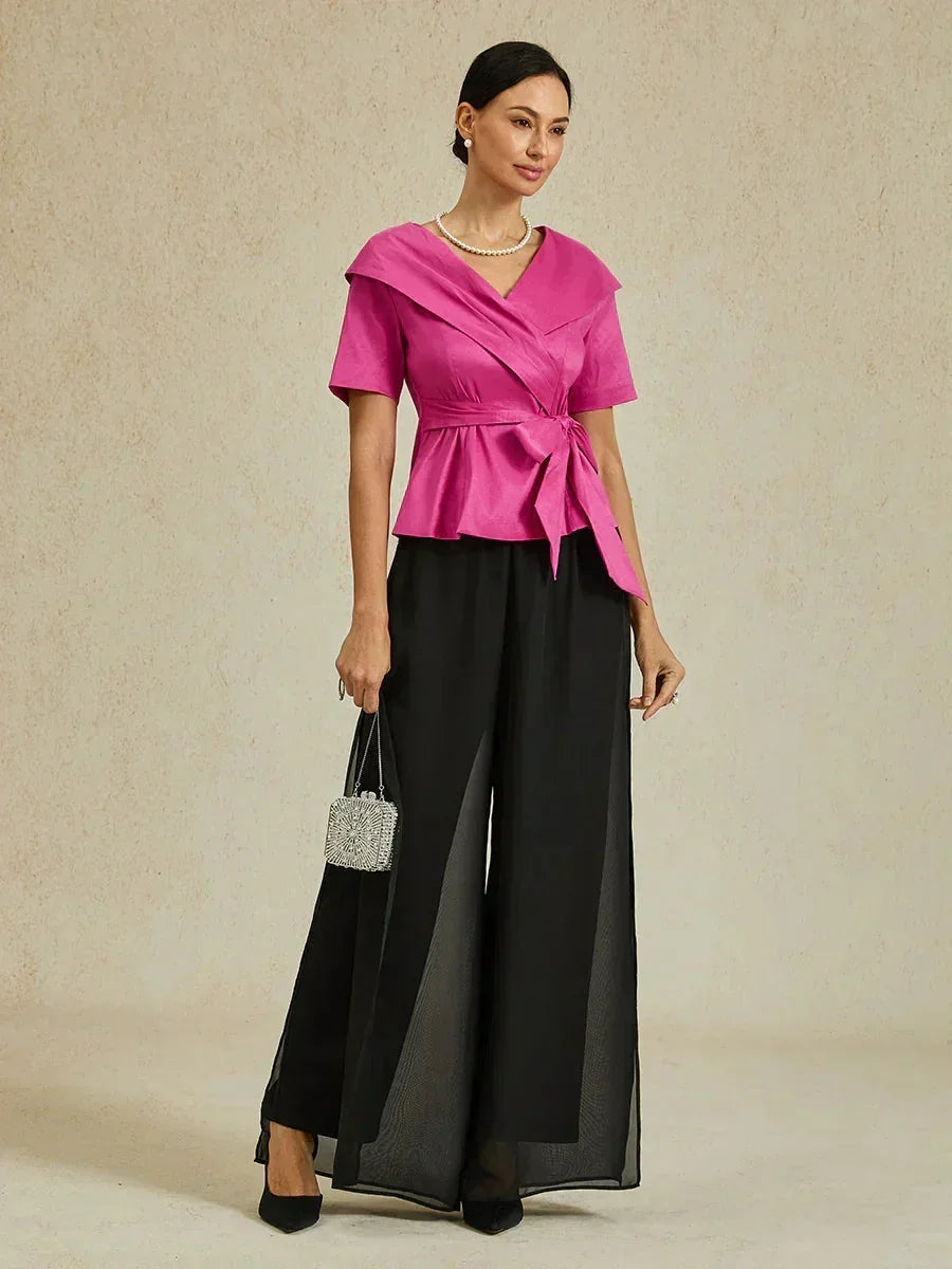 Blusa de tafetán elástico con manga codo