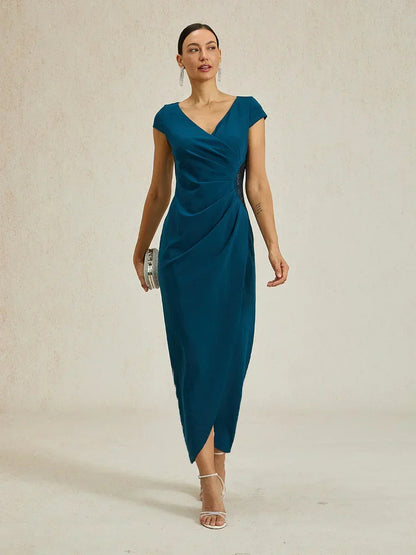 Elegant Wrap Dress with Rhinestone