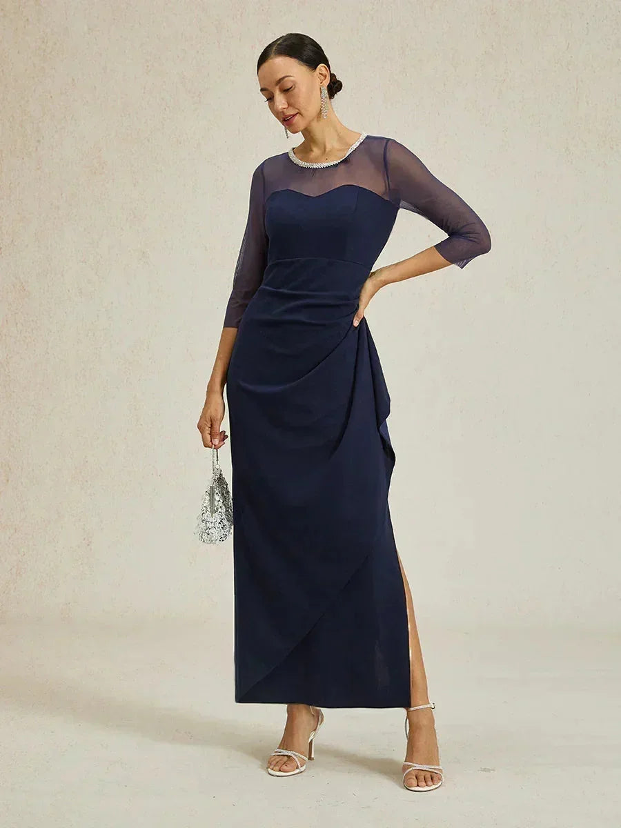 Elegant Beaded Illusion Neckline Formal Dress msglamor Elegant Beaded Illusion Neckline Formal Dress msglamor