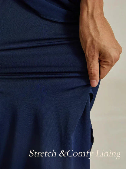Robe Élégante en Dentelle et Chiffon Mi-Longue
