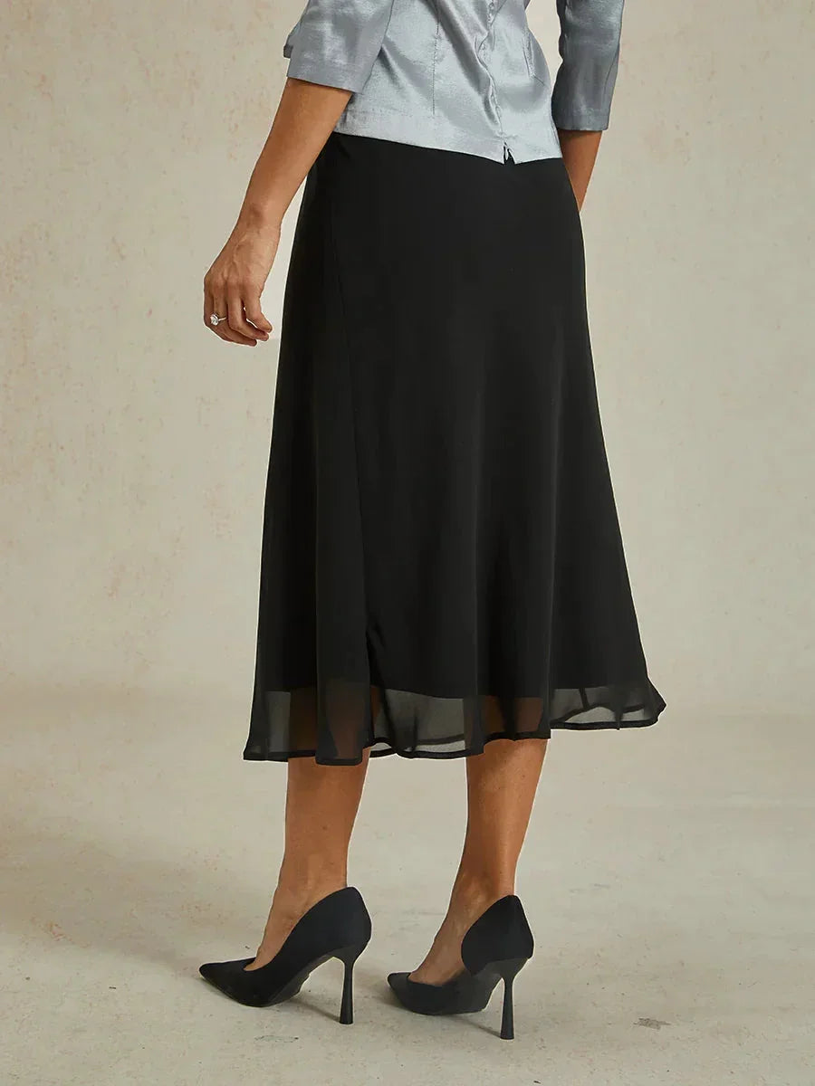 Flowy Panel Chiffon Tea-Length Skirt