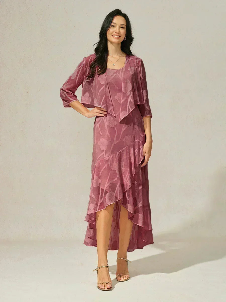 Floral Sheer Chiffon 3/4 Sleeve Shrug