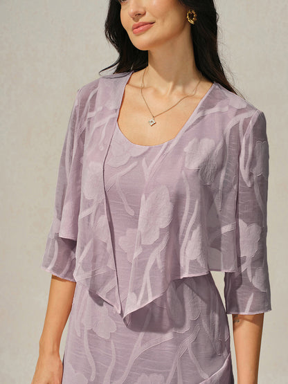 Bloemen-Doorschijnende Chiffon Shrug met 3/4-Mouwen