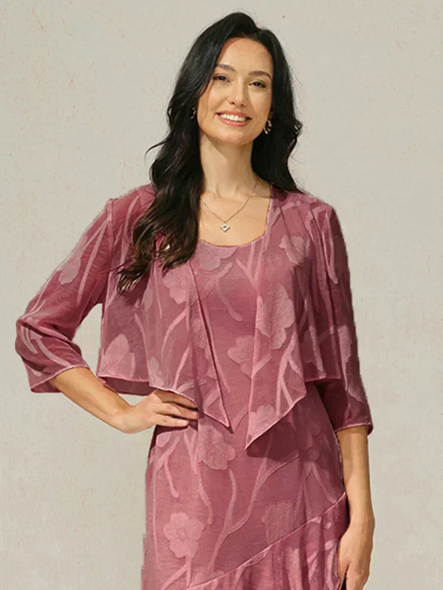 Floral Sheer Chiffon 3/4 Sleeve Shrug