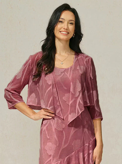 Floral Sheer Chiffon 3/4 Sleeve Shrug