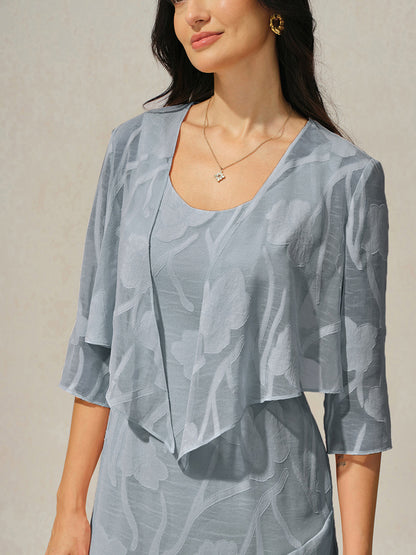 Bloemen-Doorschijnende Chiffon Shrug met 3/4-Mouwen