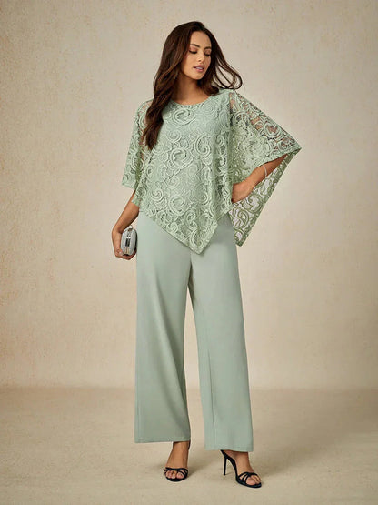 Top elegante de encaje con mangas murciélago