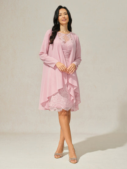 Lace Trim Chiffon Dress