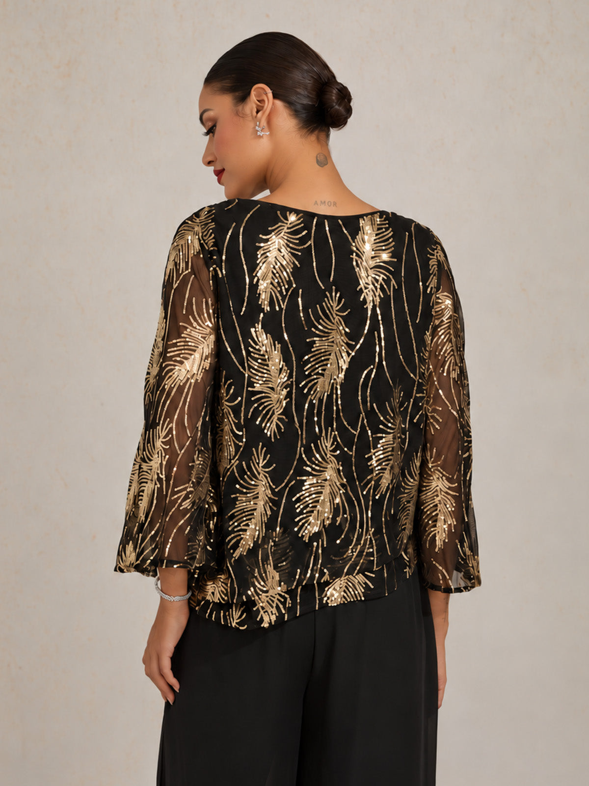 Sequins Feather Layered Blouses
