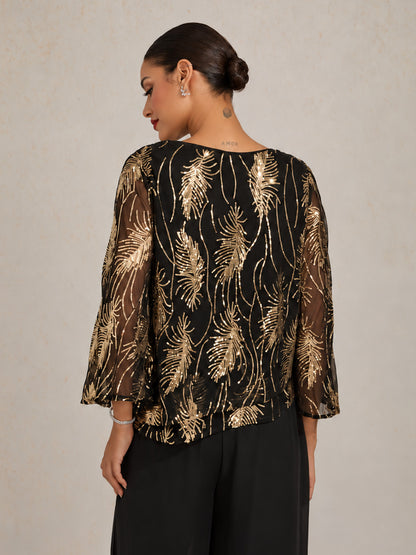 Sequins Feather Layered Blouses