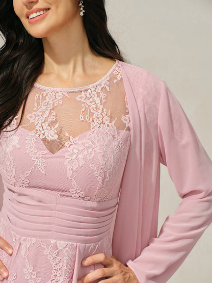 Lace Trim Chiffon Dress