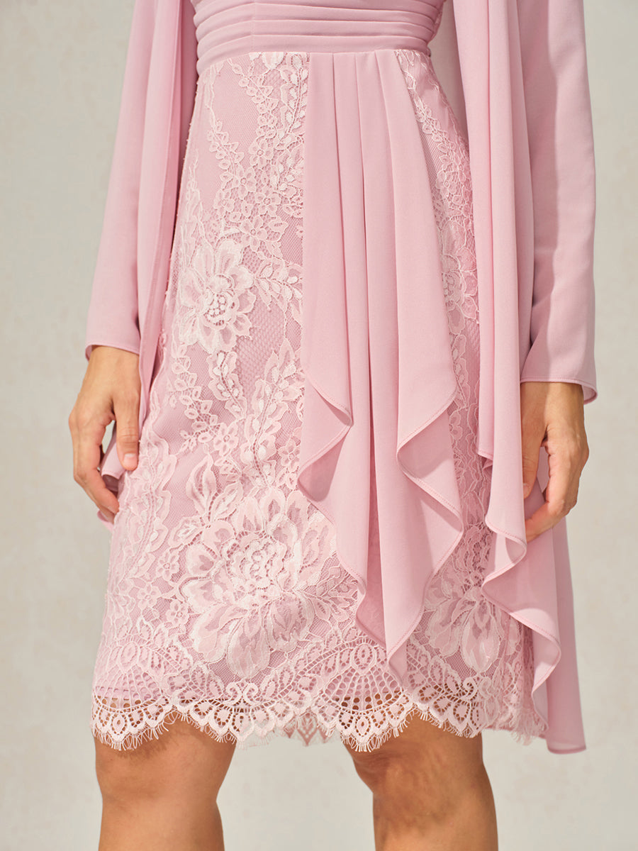 Lace Trim Chiffon Dress