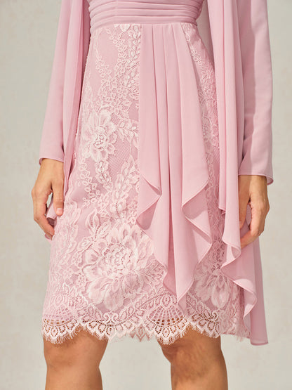 Lace Trim Chiffon Dress