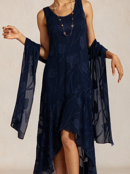 Sheer Floral Chiffon Shawl