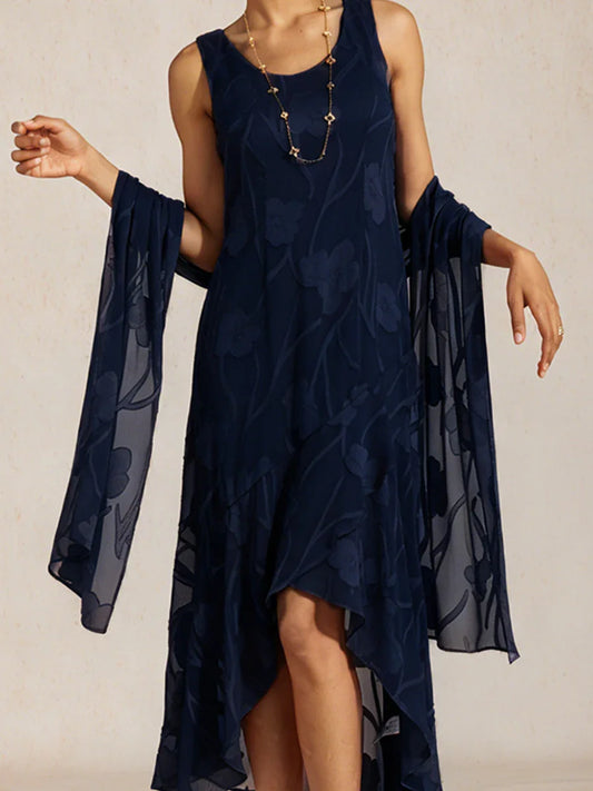 Sheer Floral Chiffon Shawl