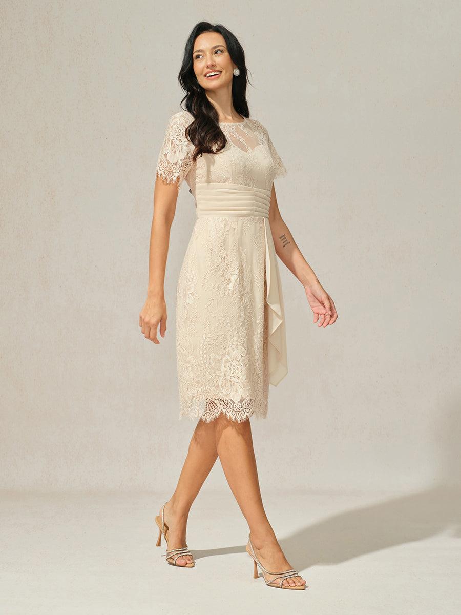 Lace Trim Chiffon Dress