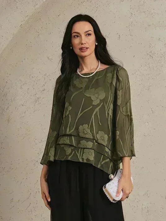 Blusa de Capas Floral de Chifón