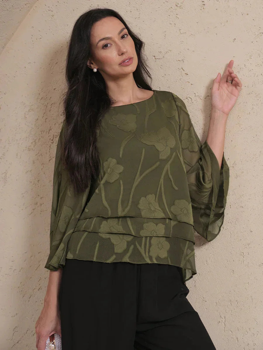 Chiffon Bloemenlaagjes Blouse
