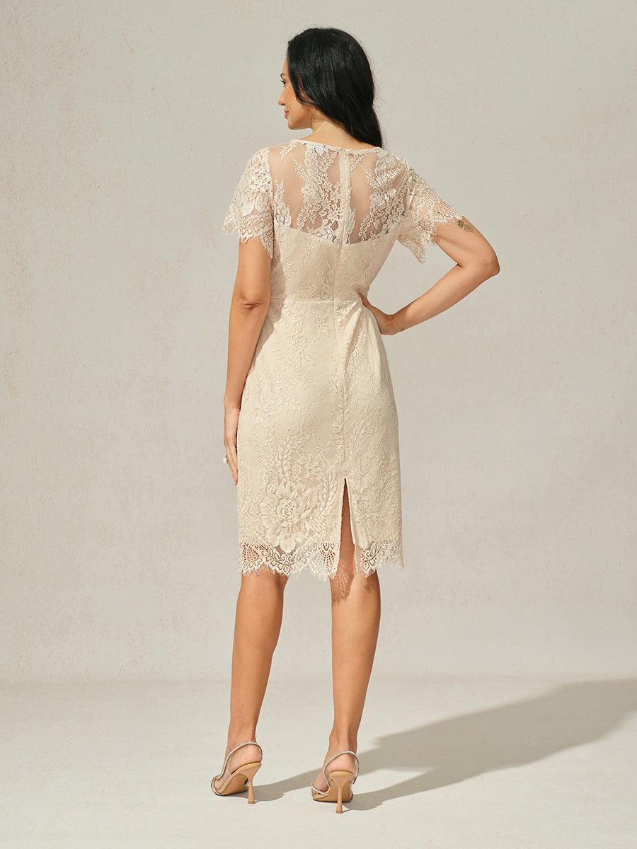 Lace Trim Chiffon Dress