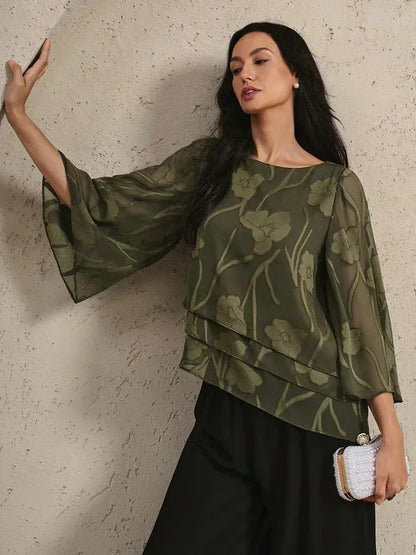 Chiffon Bloemenlaagjes Blouse