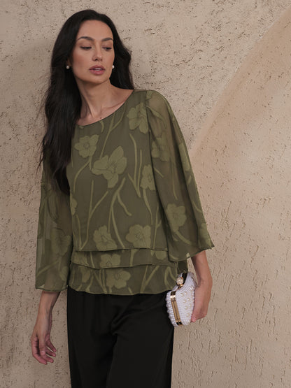 Chiffon Bloemenlaagjes Blouse