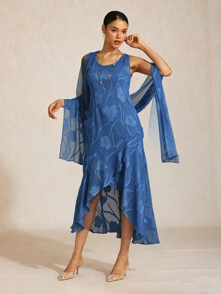 Sheer Floral Chiffon Shawl
